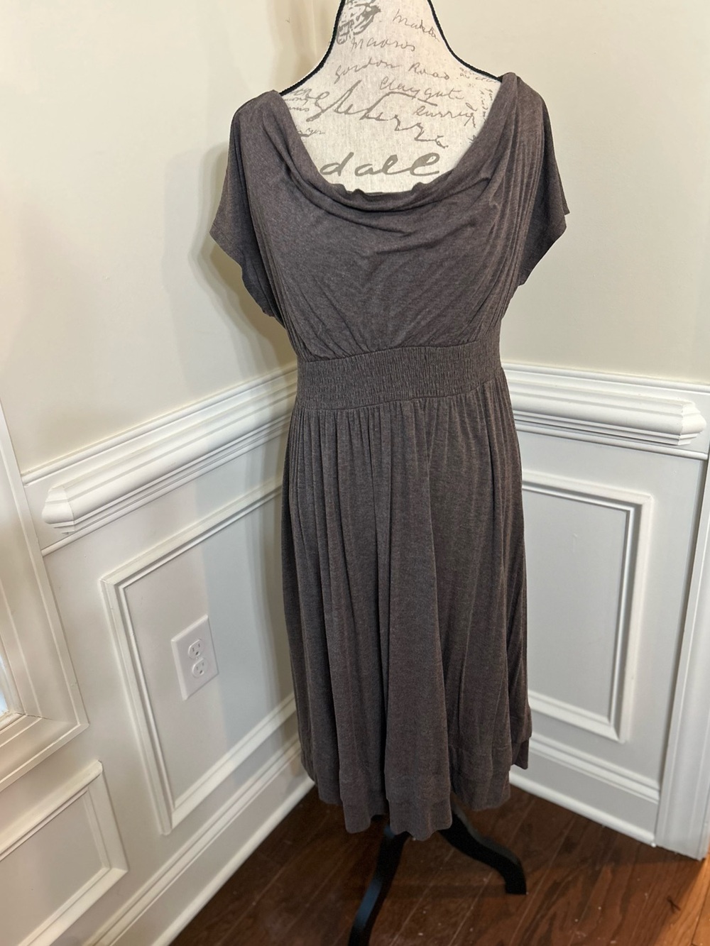 Liz Lange Maternity/Nursing Draped Cowl‎ Neck Heather Brown Dress